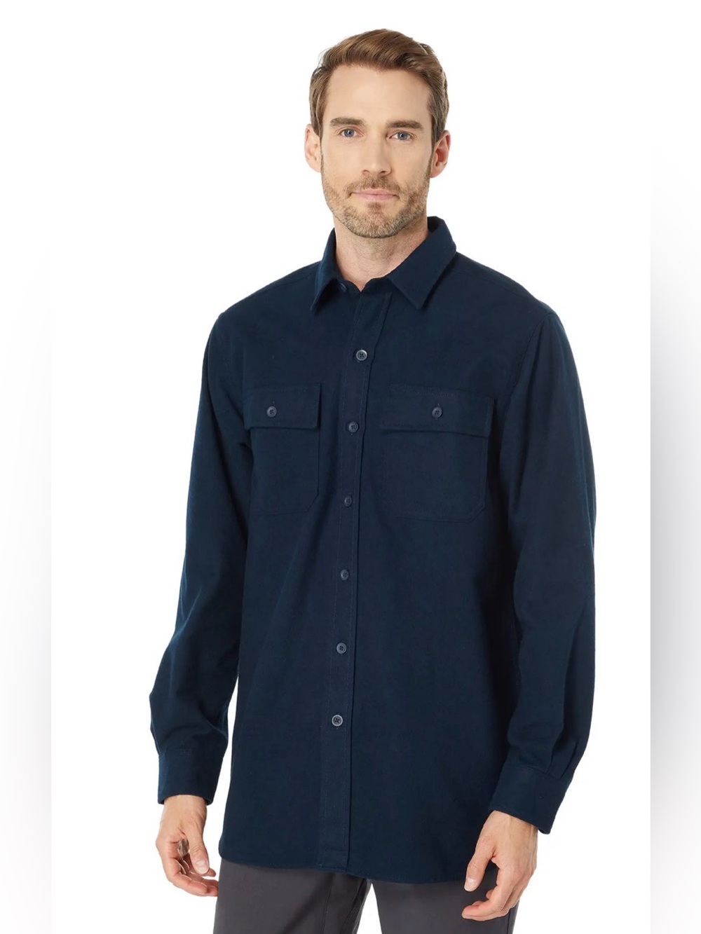LL BEAN Chamois Slightly Fitted Button Down Shirt Navy Size XL-TALL - Picture 2 of 8